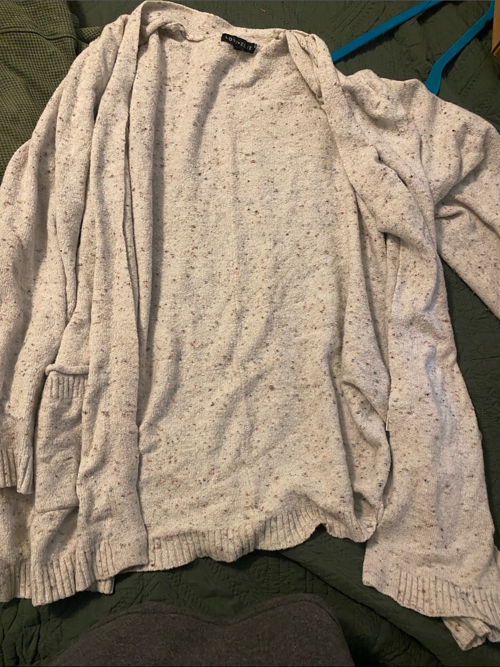 LOFT Cream Speckled Open Cardigan